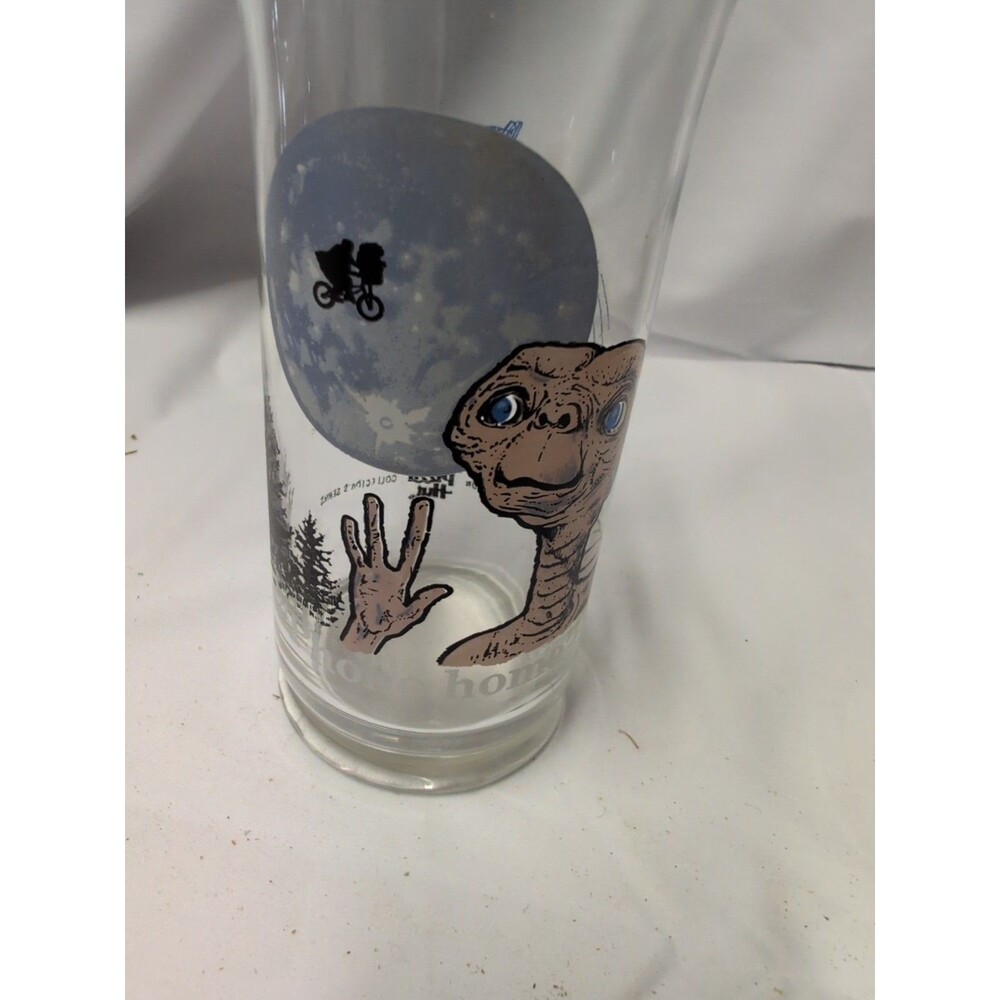 Vintage 1982 E.T. The Extra-Terrestrial "Phone Home " Drinking Glass~ Pizza Hut